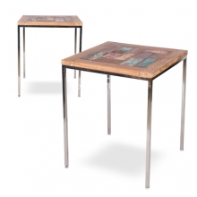 고재원목크롬다리사각테이블/Gojae wooden square table with chrome legs